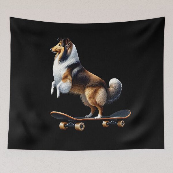 Item preview, Collie Riding a Skateboard Skateboarding Skater Fans designed and sold by Kimberley King Art  King Art.