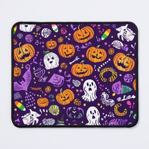 Item preview, Purple halloween autumn pumpkin skull pattern with fall leaves and bats designed and sold by cocomelon168.