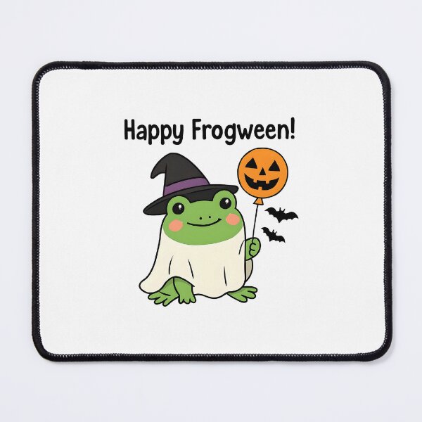 Item preview, Happy Frogween – Frog Holding a Pumpkin Balloon designed and sold by GoxyVision.