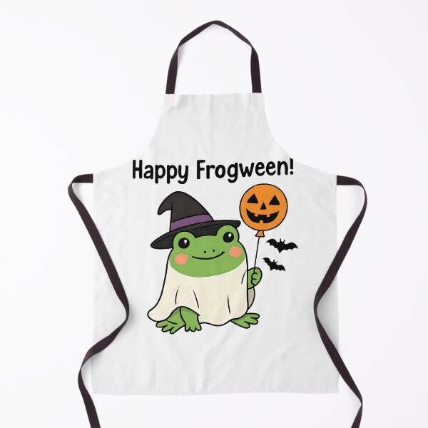 Item preview, Happy Frogween – Frog Holding a Pumpkin Balloon designed and sold by GoxyVision.