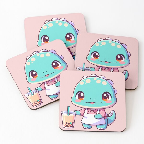 Item preview, Cute Baby Dinosaur with Bubble Tea – Kawaii Boba Dino designed and sold by Songmooh.