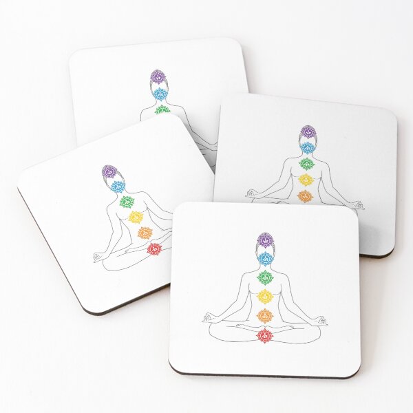 Item preview, Minimal Yoga Line Art | Chakra Alignment in Rainbow Colors designed and sold by digitallyyour.