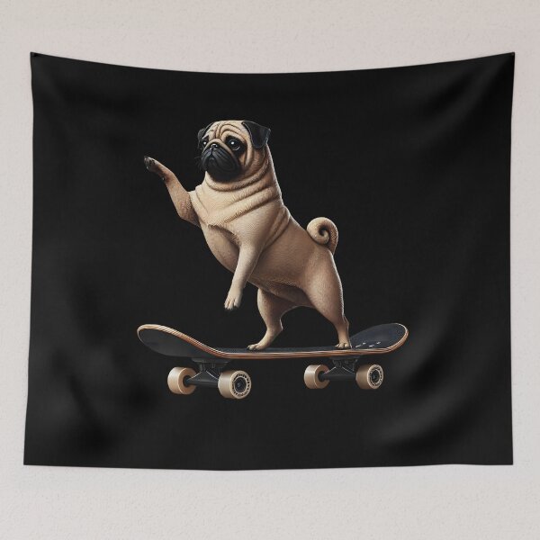 Item preview, Pug Riding a Skateboard Skateboarding Skater Fans designed and sold by Kimberley King Art  King Art.