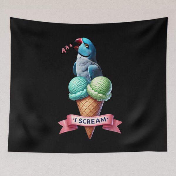 Item preview, I Scream Blue Ringneck Parakeet Parrot Lover Birding designed and sold by Kimberley King Art  King Art.
