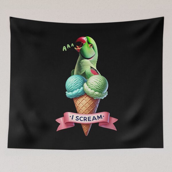 Item preview, I Scream Green Ringneck Parakeet Parrot Lover Birding designed and sold by Kimberley King Art  King Art.