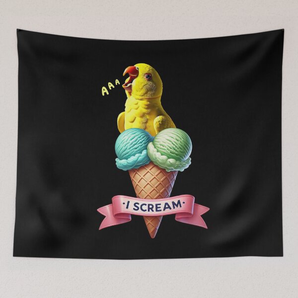 Item preview, I Scream Yellow Ringneck Parakeet Parrot Lover Birding designed and sold by Kimberley King Art  King Art.