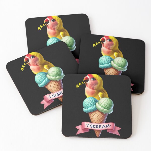 Item preview, I Scream Rosy Faced Yellow Lovebird Parrot Lover Birding designed and sold by Kimberley King Art  King Art.