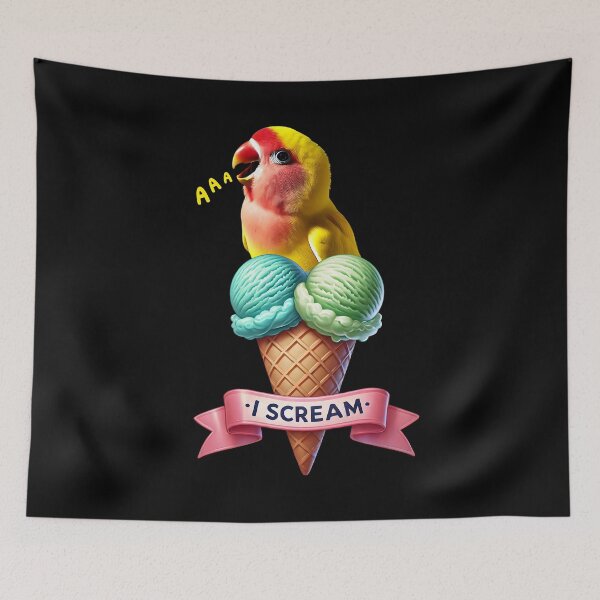 Item preview, I Scream Rosy Faced Yellow Lovebird Parrot Lover Birding designed and sold by Kimberley King Art  King Art.