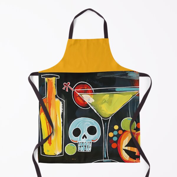 Item preview, Raise a Toast to Halloween with a Vibrant Martini Jack-o-Lantern and Playful Skull designed and sold by OlfactoART Studio.