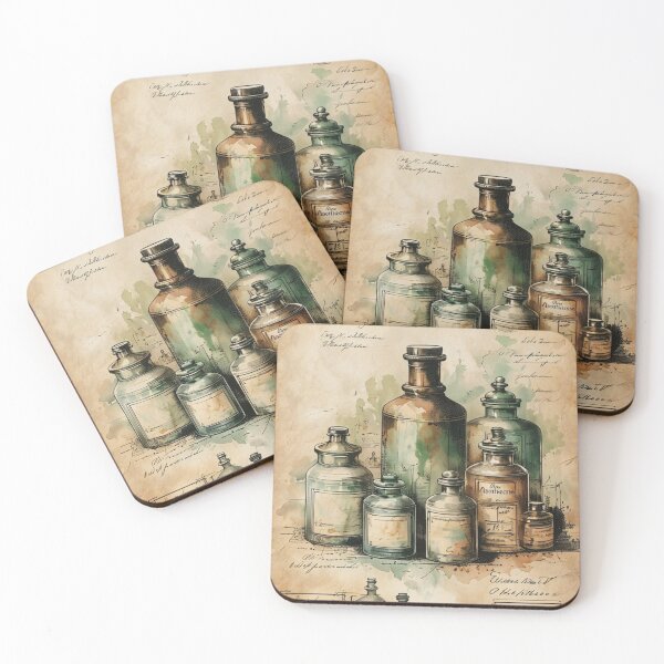 Item preview, Antique Apothecary Bottles – Vintage Scientific Illustration designed and sold by Antik by Schulz.
