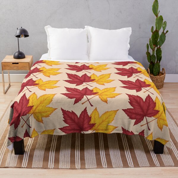 Item preview, Cozy autumn red & yellow leaf design (Beige) designed and sold by designsoftinaa.