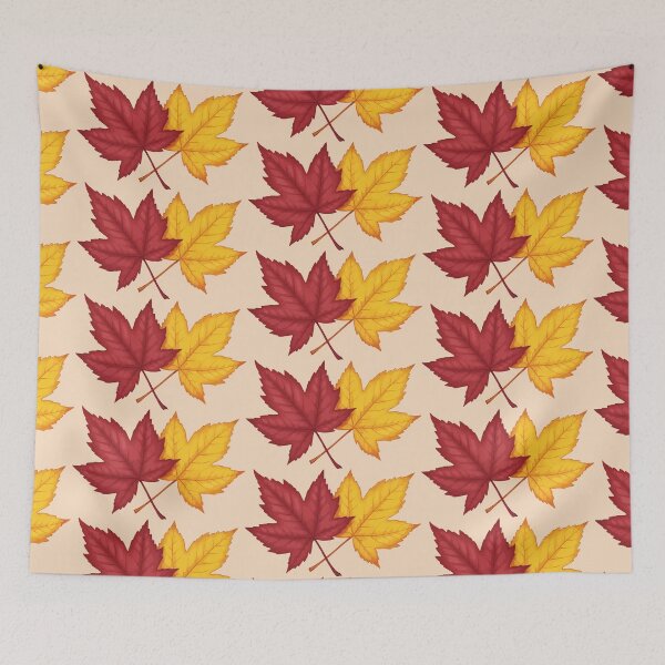 Item preview, Cozy autumn red & yellow leaf design (Beige) designed and sold by designsoftinaa.