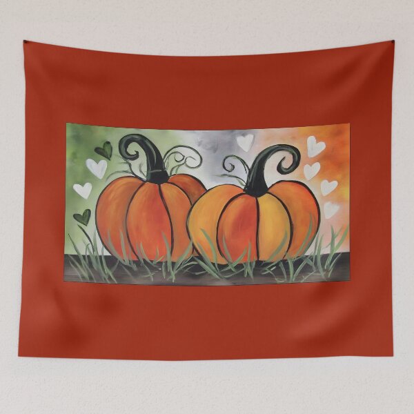 Item preview, Fall in Love This Halloween with Whimsical Pumpkins Hearts and Colorful Vines designed and sold by OlfactoART Studio.