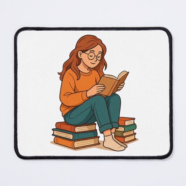 Item preview, Girl Reading Books – Bibliophile Art designed and sold by Wear Sculpt.