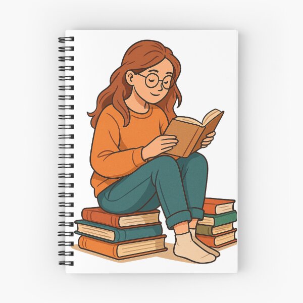 Item preview, Girl Reading Books – Bibliophile Art designed and sold by Wear Sculpt.
