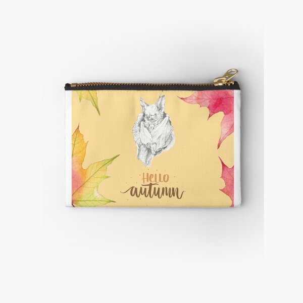 Item preview, Hello Autumn: illustrazione di pipistrello a matita con foglie designed and sold by ArcanaAtelier.