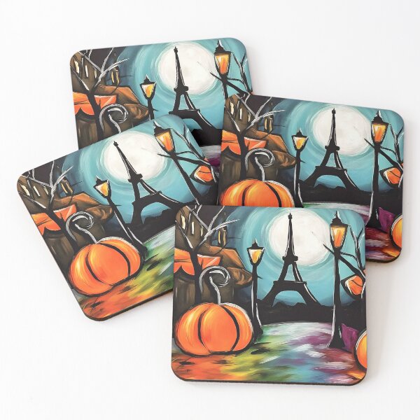 Item preview, Magical Halloween Night in Paris- Pumpkins, Moonlight and Silhouetted Eiffel Tower Charm designed and sold by OlfactoART Studio.