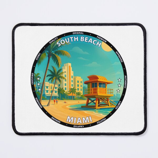 Item preview, Miami South Beach Art Deco Skyline - Tropical Travel Poster USA designed and sold by inkNext.