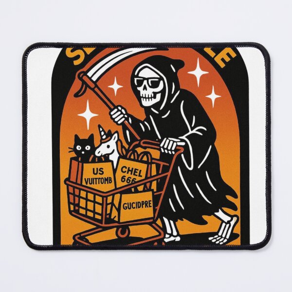 Item preview, SLAY IN STYLE – Grim Reaper Shopping Tee Halloween Goth Classic T-Shirt designed and sold by inkfluenceart.