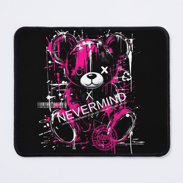Item preview, Graffiti Teddy Bear T-Shirt – Funny NEVERMIND Quote, Urban Streetwear Art designed and sold by TEEGRAF Design.