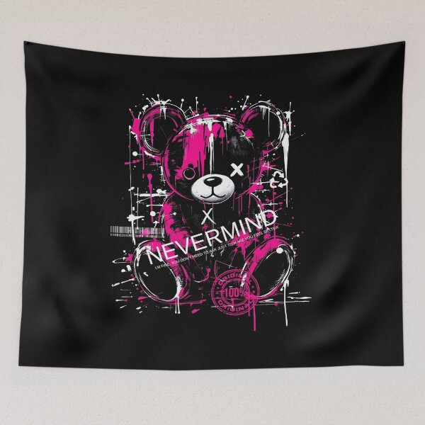 Item preview, Graffiti Teddy Bear T-Shirt – Funny NEVERMIND Quote, Urban Streetwear Art designed and sold by TEEGRAF Design.