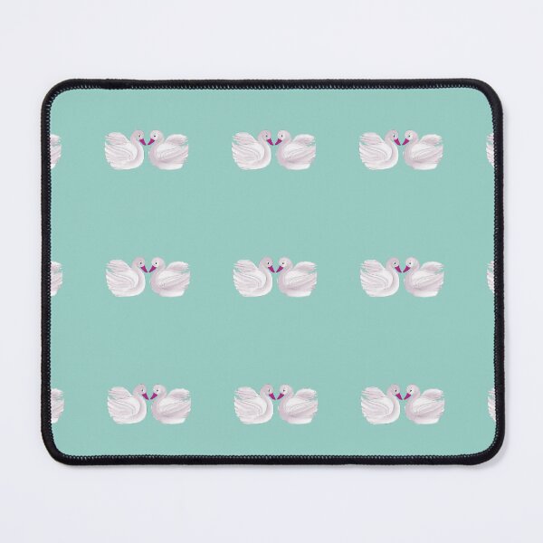 Item preview, Swans in serene waters repeating pattern - teal blue designed and sold by Svasti Arts and Designs.