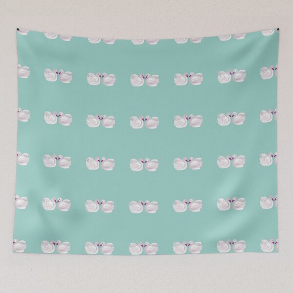 Item preview, Swans in serene waters repeating pattern - teal blue designed and sold by Svasti Arts and Designs.