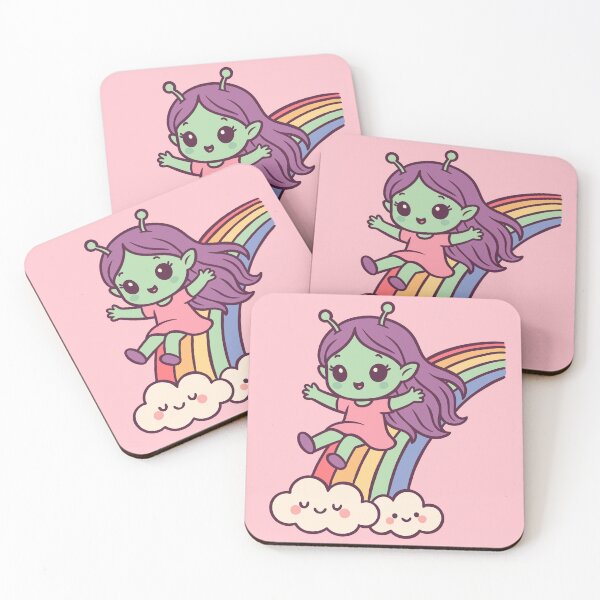 Item preview, Alien Girl Sliding Down a Rainbow designed and sold by Ghost on Toast.