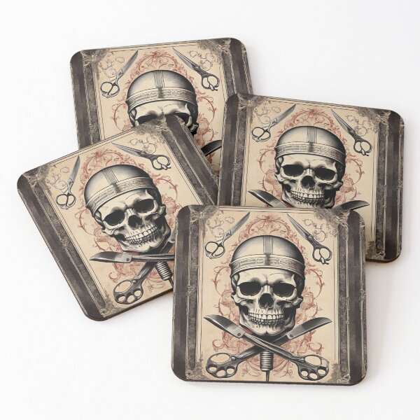 Item preview, Dark Barber Skull – Vintage Tattoo Poster designed and sold by Antik by Schulz.