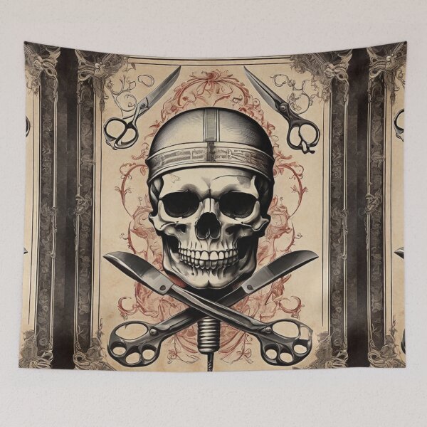 Item preview, Dark Barber Skull – Vintage Tattoo Poster designed and sold by Antik by Schulz.