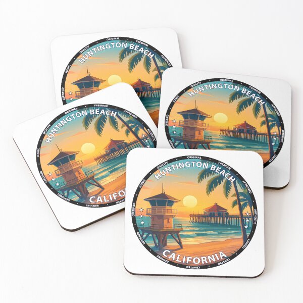 Item preview, Huntington Beach California Poster - Surf, Sunset & Palm Trees USA designed and sold by inkNext.