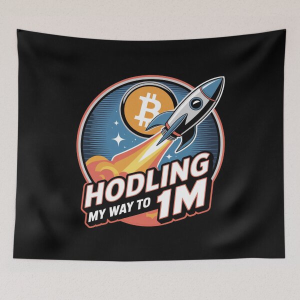 Item preview, HODLing my way to 1M, bitcoin to the moon, bitcoin crypto designed and sold by NoetherSym.