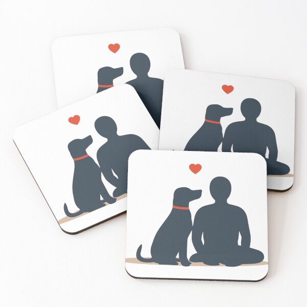 Item preview, Minimalist Dog Love – Human and Dog Silhouette with Heart designed and sold by Jocamedahub.