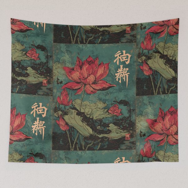 Item preview, Peaceful Japanese Lotus Art designed and sold by bapupa.