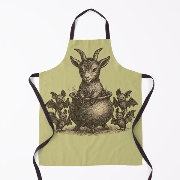 Item preview, Goat Demon in Cauldron Vintage Etching Halloween Illustration designed and sold by Meandmyshop.