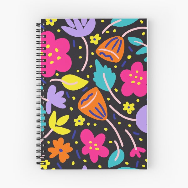 Item preview, Spring Vibrant Flowers on Black Background  designed and sold by Farissa Designs.