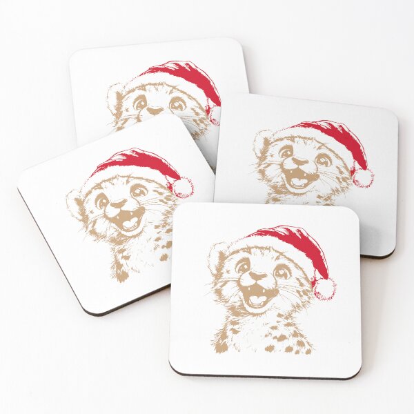 Item preview, Christmas Leopard Cub with Santa Hat designed and sold by JollyCritters.