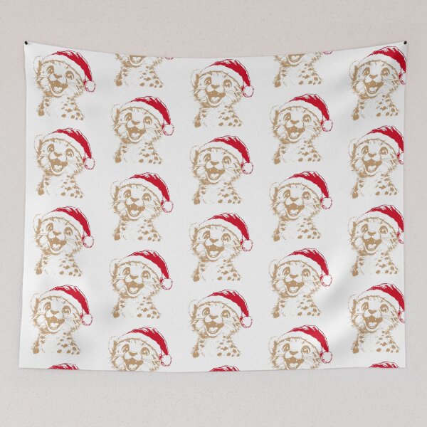 Item preview, Christmas Leopard Cub with Santa Hat designed and sold by JollyCritters.