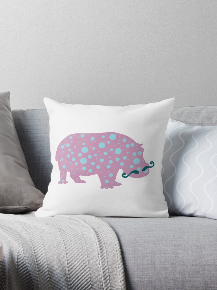 Thumbnail 1 of 4, Pillow, Hippopotamus Moustache designed and sold by Manitarka.