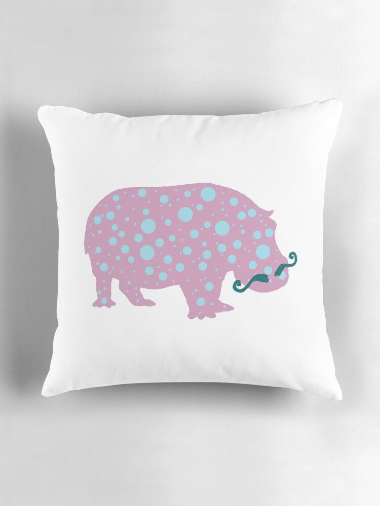Thumbnail 3 of 4, Pillow, Hippopotamus Moustache designed and sold by Manitarka.