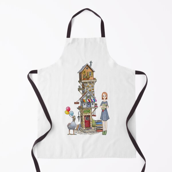 Item preview, Wonky Bookshop with Girl, Goose, Balloons, Freehand Art designed and sold by JoyfulWhimsy.