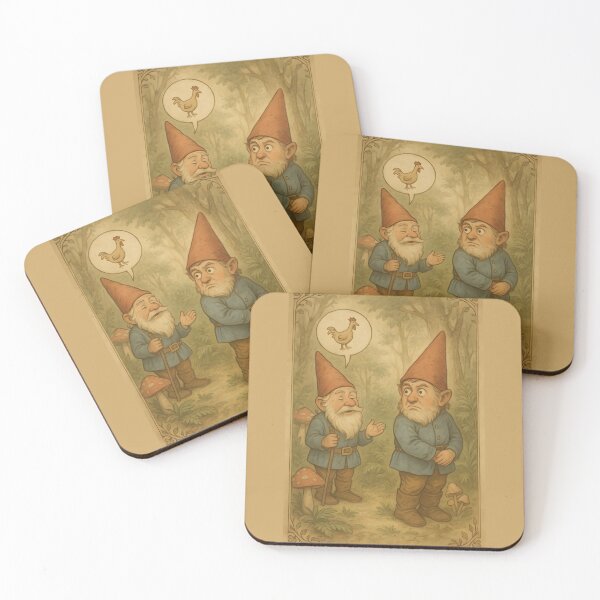 Item preview, Awkward Look-Away Gnomes — Vintage Storybook Meme designed and sold by VoidBloom Studio.