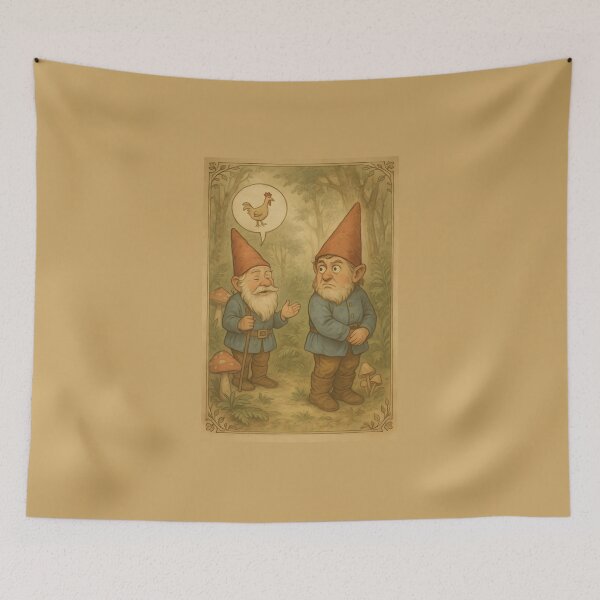 Item preview, Awkward Look-Away Gnomes — Vintage Storybook Meme designed and sold by VoidBloom Studio.