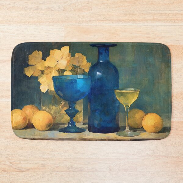 Item preview, 050 Vibrant Blue Glass with Citrus Fruits designed and sold by nikoart001.