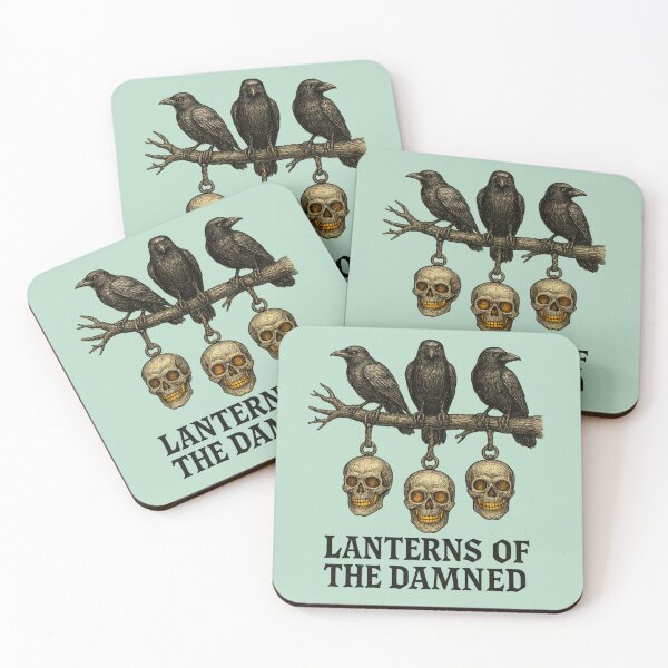 Item preview, Vintage Etching Crow and Skull Lanterns Illustration designed and sold by Meandmyshop.