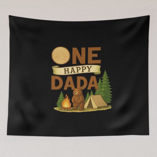 Item preview, One Happy Dada Camping Bear Adventure Tent Fire Pine Trees Dad Gift designed and sold by sssweetness.