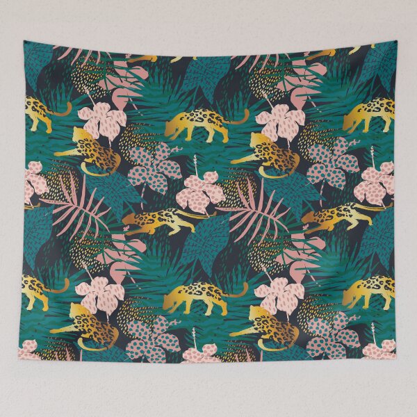 Item preview, Tropical Jungle with Leopards & Floral Foliage designed and sold by NicolaZhukov.
