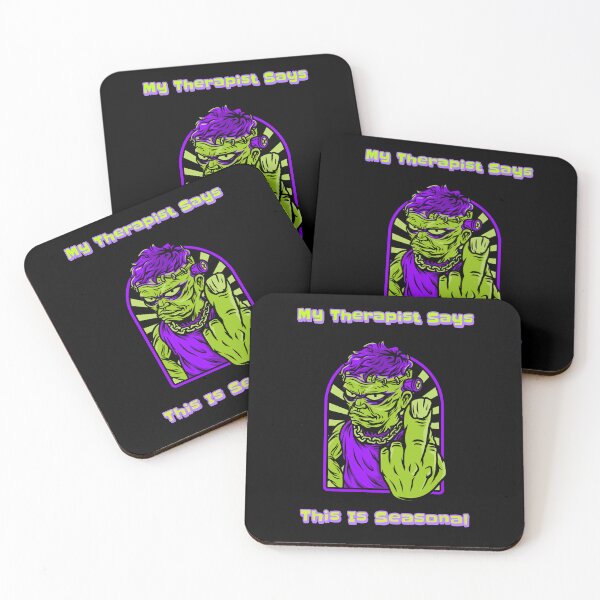 Item preview, My Therapist Says This Is Seasonal — Frankenstein Flipping the Bird Halloween designed and sold by Hintotees.
