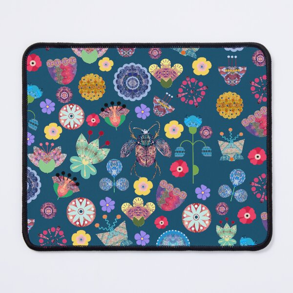 Item preview, In the Garden - Flowers and Bug - NAVY BLUE Background designed and sold by Folk and Flux.