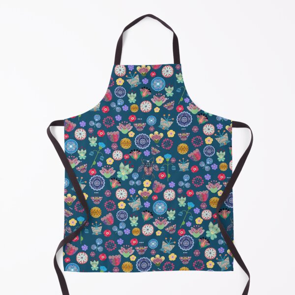 Item preview, In the Garden - Flowers and Bug - NAVY BLUE Background designed and sold by Folk and Flux.